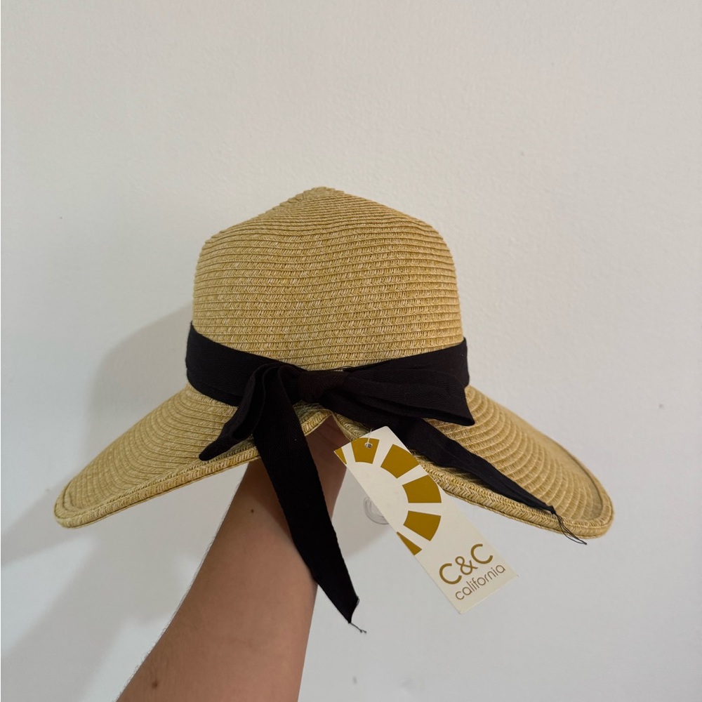 C&C California Natural Straw Hat with Black Trim